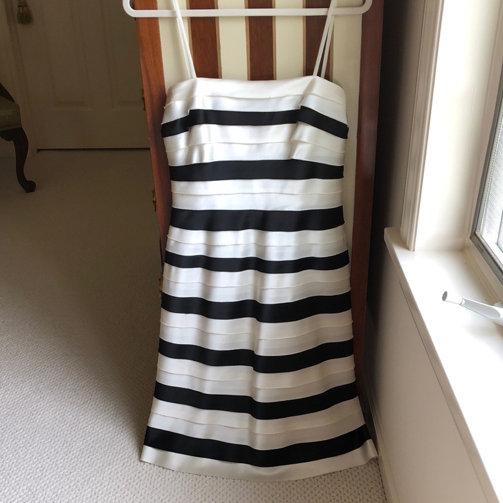 Vintage Black and off white  Striped ribbon  Dress